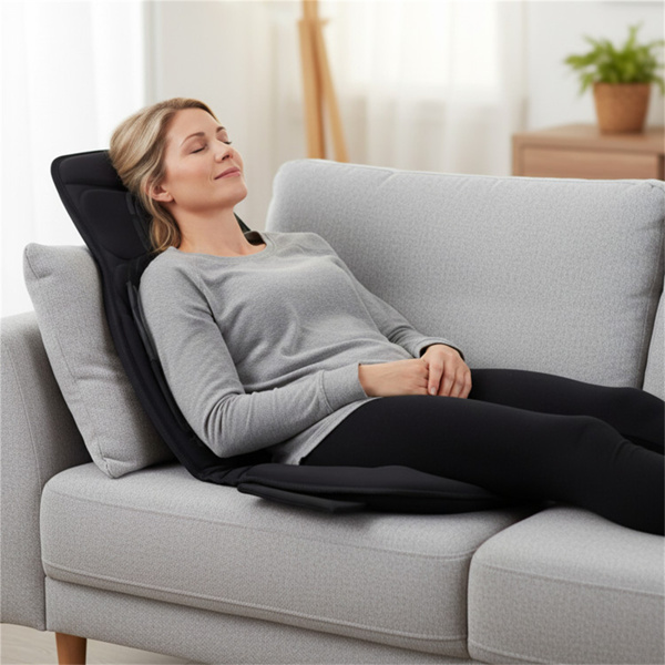 10个电动加热按摩椅垫（黑色）-4个身体区域，5个程序+3个速度，113°F加热-6