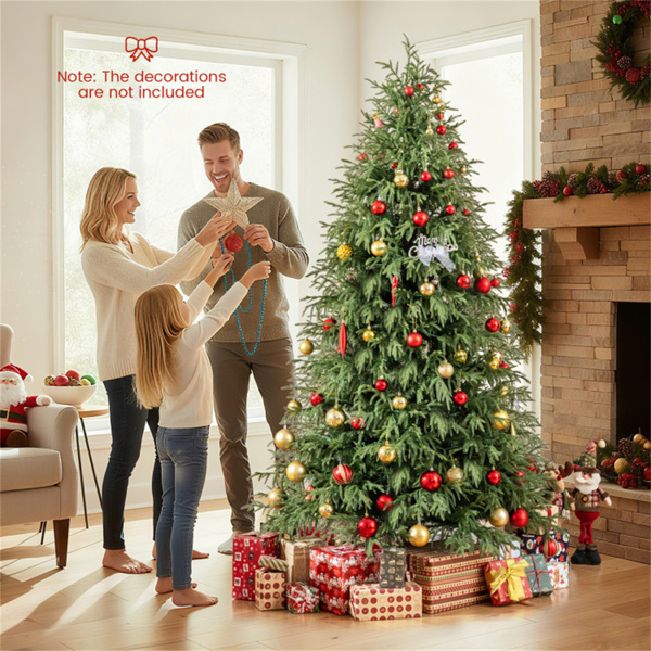 7英尺预点亮圣诞树-400个暖白色LED，1217个枝梢，双层TPE/PVC设计，绿色-9