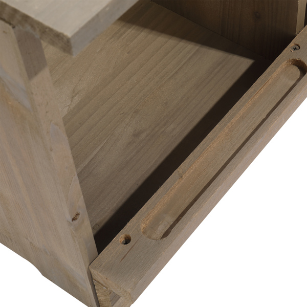 35.5*14.5*14inch 3隔间 灰色 平顶双层 组装 杉木 喂食用品-12