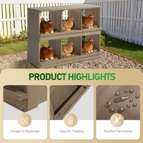 35.5*27*14.5inch 6隔间 灰 平顶双层 杉木 喂食用品-8