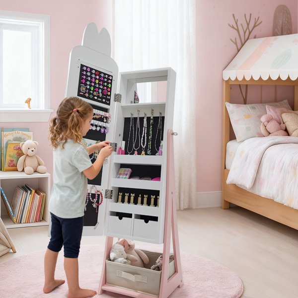 白色 兔子元素 密度板 喷漆 1门1布抽 儿童饰品镜柜-10