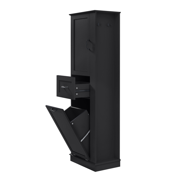 现代高款储物柜 – 翻盖式隔层，可调节搁板，承重80磅，缓闭式铰链，铝合金把手，是浴室和家居收纳的理想之选。-18