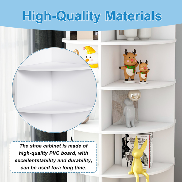 旋转式鞋架塔，8层旋转收纳架，独立式360°旋转鞋子收纳器，可容纳32双鞋（8层，白色）-10