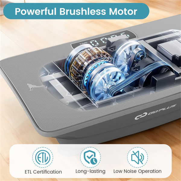 灰色全身振动板运动机，10个可调速度级别，带遥控和音乐功能，重量440LBS-13