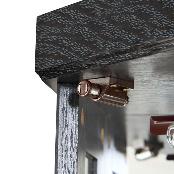 带照明的转角展示柜 - 适用于客厅、展示古董收藏品、存放葡萄酒和酒杯 - 优雅的转角设计，内置照明灯 - 黑色-6