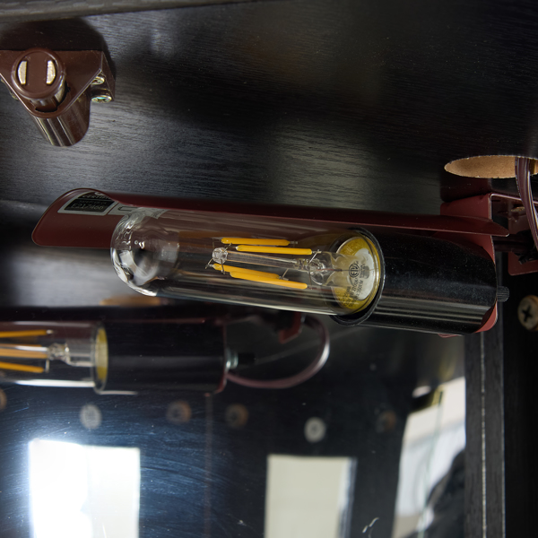 带照明的转角展示柜 - 适用于客厅、展示古董收藏品、存放葡萄酒和酒杯 - 优雅的转角设计，内置照明灯 - 黑色-12