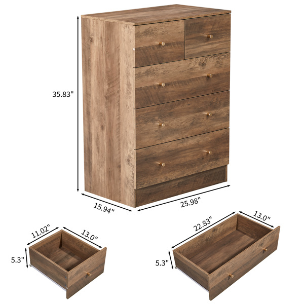 R279-9灰色 刨花板 贴麻面三胺 66*40*91cm 3+2抽 抽屉柜 哑金把手-5