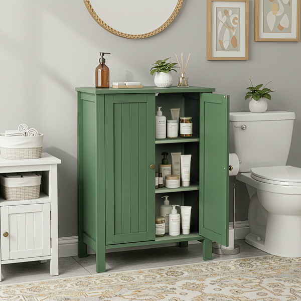 森林绿  密度板喷漆 竖纹 60*30*80cm 双门 浴室立柜-9