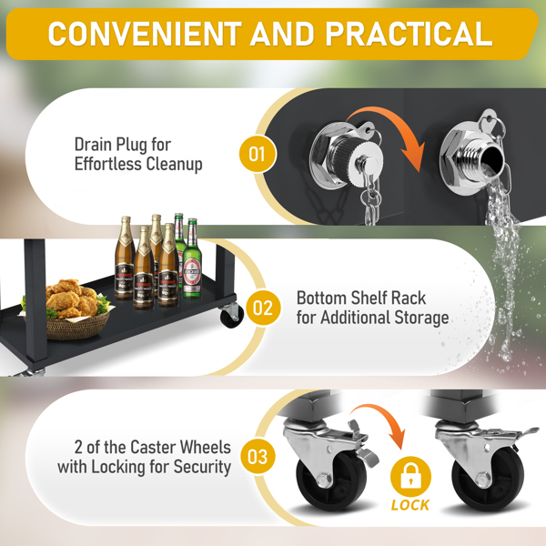 80QT 深灰色 冷冻保温推车 87.5*91*38.5cm 长方形 塑料箱体 铁脚管 冷冻保温-3