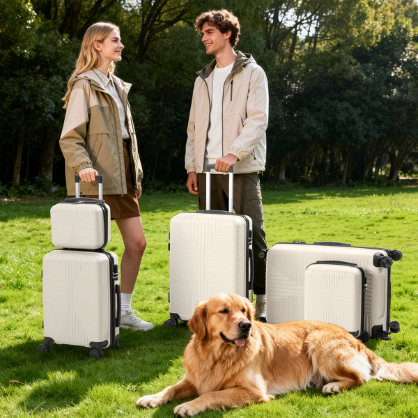 非TSA海关锁五合一 PP拉杆箱 12in 16in 20in 24in 28in PP 米白色-19