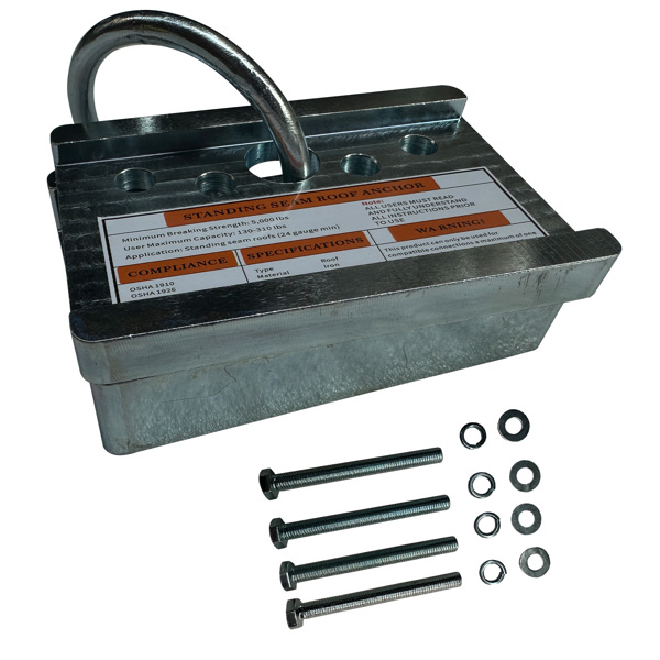 屋顶锚夹 2-Way Standing Seam Roof Anchor Clamp, 5000lbs Breaking Strength Replacement for 24 Gauge Vertical Seam Metal Roofs or Fixed Ladders,Roof Anchor with O-Ring and Bolts-6