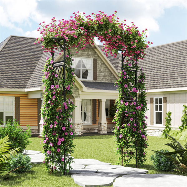 花园拱形棚架-PE涂层金属，67英寸x15.5英寸x83英寸攀缘藤植物支架-3