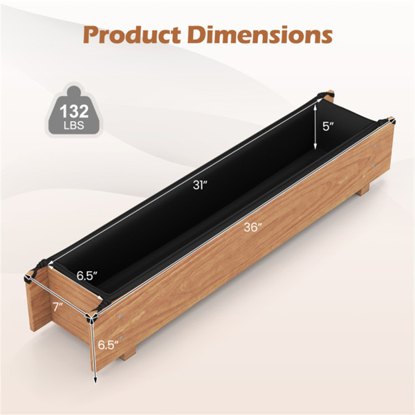 松木高架花园床，带排水孔和保护衬里，室内外草药/蔬菜/花卉种植箱-5