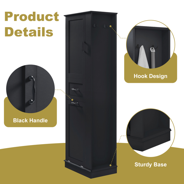 现代高款储物柜 – 翻盖式隔层，可调节搁板，承重80磅，缓闭式铰链，铝合金把手，是浴室和家居收纳的理想之选。-6