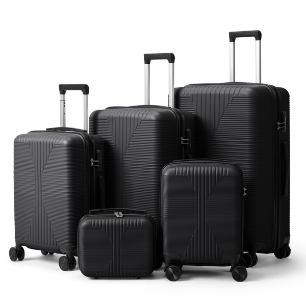 非TSA海关锁五合一 PP拉杆箱 12in 16in 20in 24in 28in PP 黑色-15