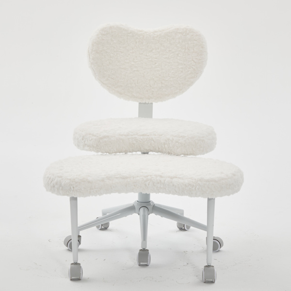 人造兔毛冥想椅加强版，带轮盘腿椅，ADHD椅，交叉式办公椅，带腰部支撑和可调节凳子，灵活设计，适合坐立不安的人，米色-16
