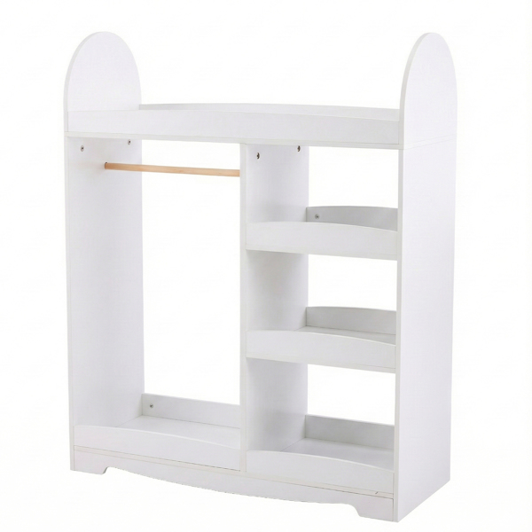 白色 密度板+刨花板 喷漆+贴面 3层架1挂衣杆 儿童衣柜 德国-8