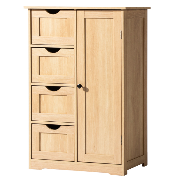 原木色 密度板三胺贴面 56*30*80cm 4抽 1门 浴室立柜-3