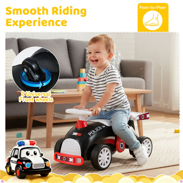 儿童乘坐带音乐功能的滑动车，3个主题坐式滑板车玩具，可玩19-36个月（警察）-7
