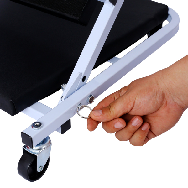 机械维修工作台，车库礼物，36英寸Z型工作台座椅，二合一机械维修礼物，承重300磅，低矮型工作台，带6个轮子，适合车库/车间，父亲节工具礼物，黑色-13