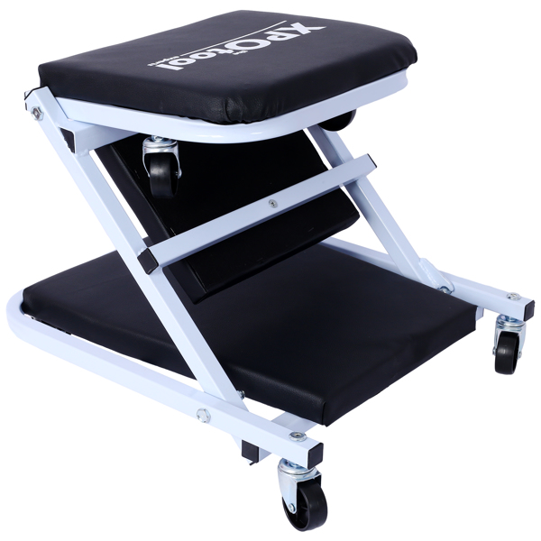 机械维修工作台，车库礼物，36英寸Z型工作台座椅，二合一机械维修礼物，承重300磅，低矮型工作台，带6个轮子，适合车库/车间，父亲节工具礼物，黑色-4