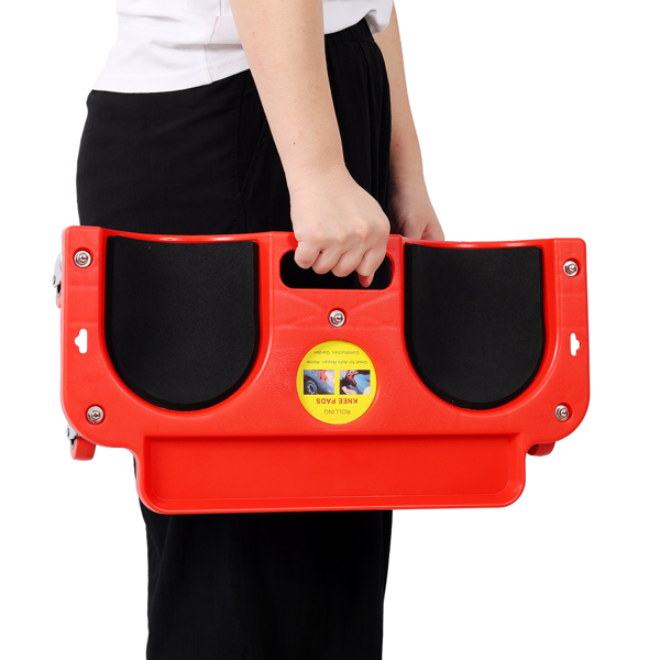 带滚轮的耐用护膝架，配有360度旋转脚轮和工具托盘，适用于车库、工作室、花园，红色-7