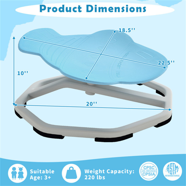 浅蓝色儿童感官旋转椅：360°旋转，220磅容量，行星设计，PP/金属，防滑垫，用于平衡和协调-4