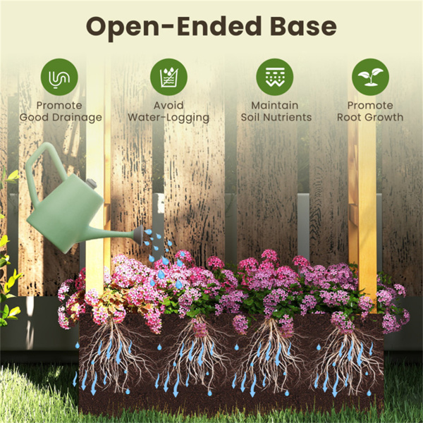 60英寸高的高架木制花园床，44磅的屋顶种植箱，带2个侧格，用于庭院后院-9