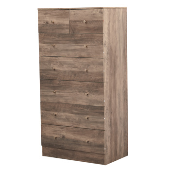 R279-9灰色 刨花板 贴麻面三胺 66*40*131cm 5+2抽 抽屉柜 哑金把手