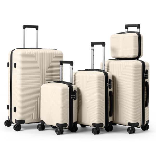 非TSA海关锁五合一 PP拉杆箱 12in 16in 20in 24in 28in PP 米白色-18