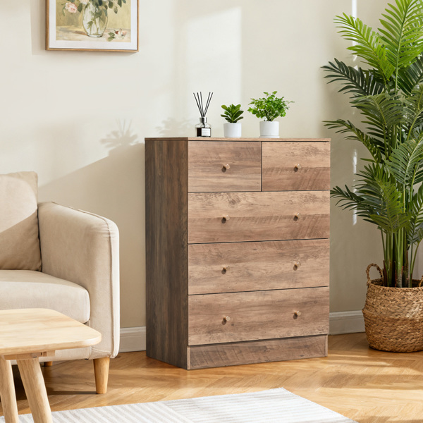 R279-9灰色 刨花板 贴麻面三胺 66*40*91cm 3+2抽 抽屉柜 哑金把手-7