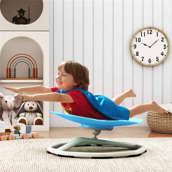 蓝色大象设计儿童坐转椅，3岁以上儿童易于组装的感官玩具-1