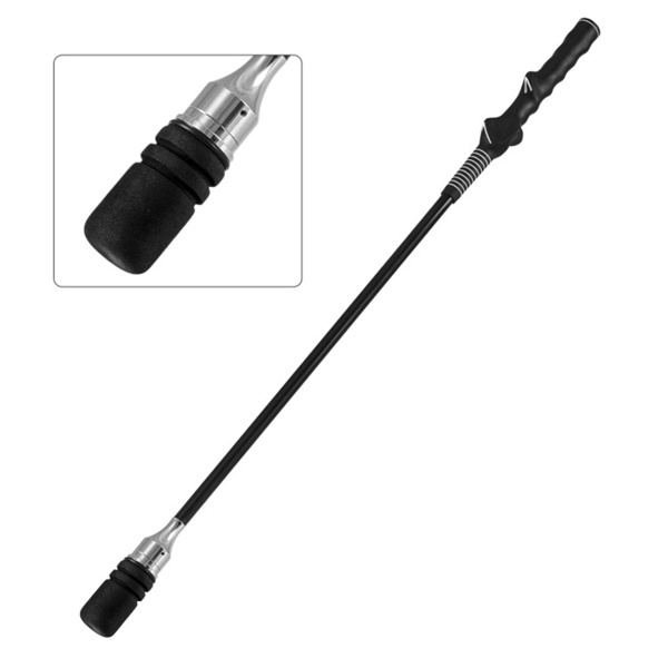 便携式玻璃纤维高尔夫挥杆杆，为初学者和专业人士提供提高握拍精度的高尔夫热身工具-黑色-4