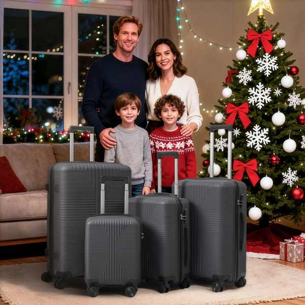 非TSA海关锁四合一 PP拉杆箱 16in 20in 24in 28in PP 深灰色-17