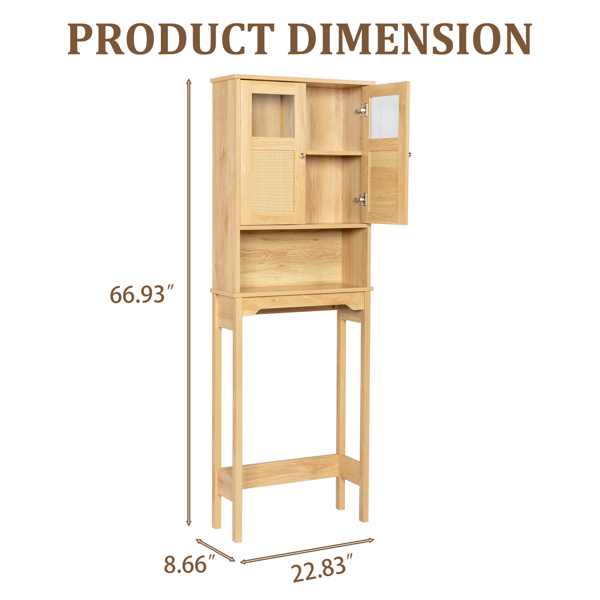 原木色   刨花板三胺贴面带藤面 60*22*170cm 双门 马桶柜-2