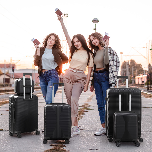 非TSA海关锁五合一 PP拉杆箱 12in 16in 20in 24in 28in PP 黑色-13