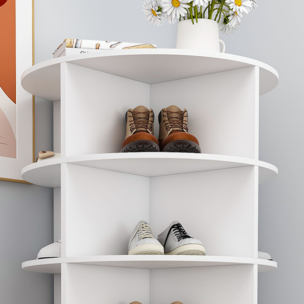 旋转式鞋架塔，8层旋转收纳架，独立式360°旋转鞋子收纳器，可容纳32双鞋（8层，白色）-12