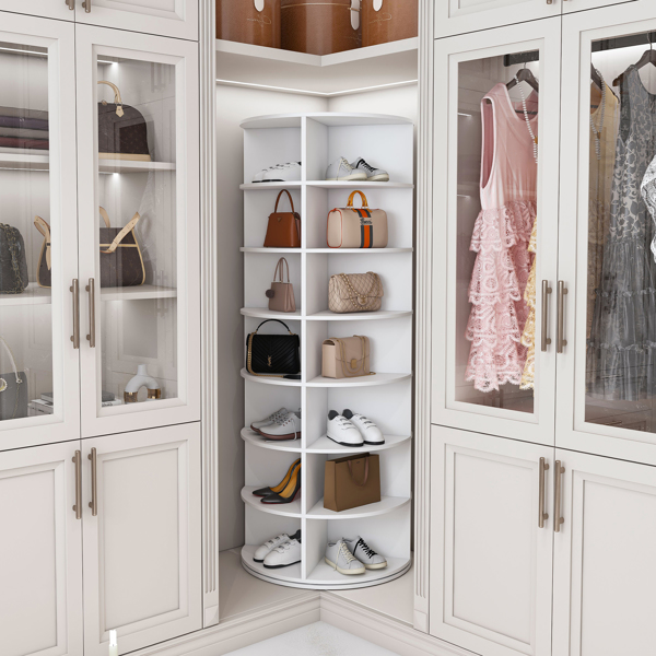 旋转式鞋架塔，7层旋转收纳架，独立式360°旋转鞋子收纳器，可容纳28双鞋（7层，白色）-3