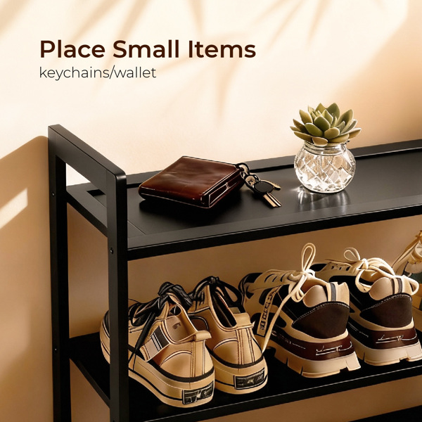 6层平板 竹制 68*25*89cm 鞋架 黑色-2