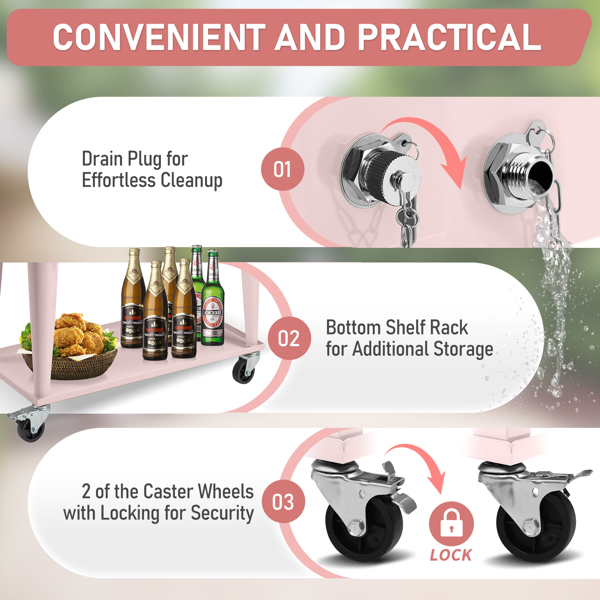 80qt 粉色 冷冻保温推车 87.5*39*91cm 长方形 塑料箱体 冷冻保温-3