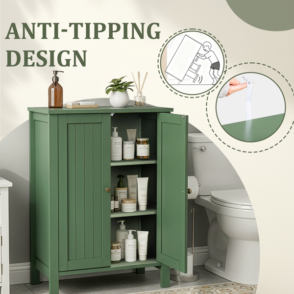 森林绿  密度板喷漆 竖纹 60*30*80cm 双门 浴室立柜-11