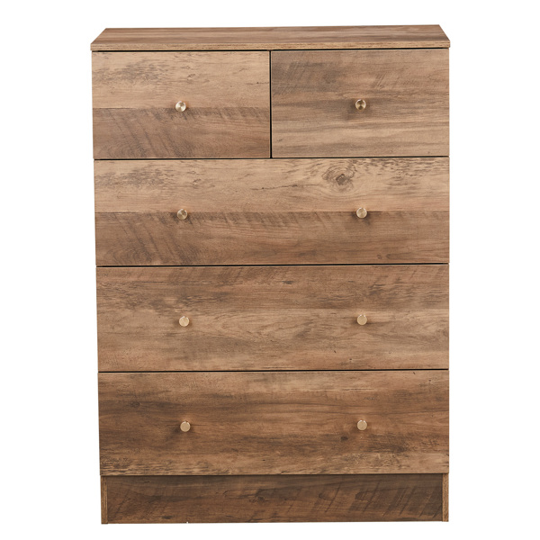 R279-9灰色 刨花板 贴麻面三胺 66*40*91cm 3+2抽 抽屉柜 哑金把手-3