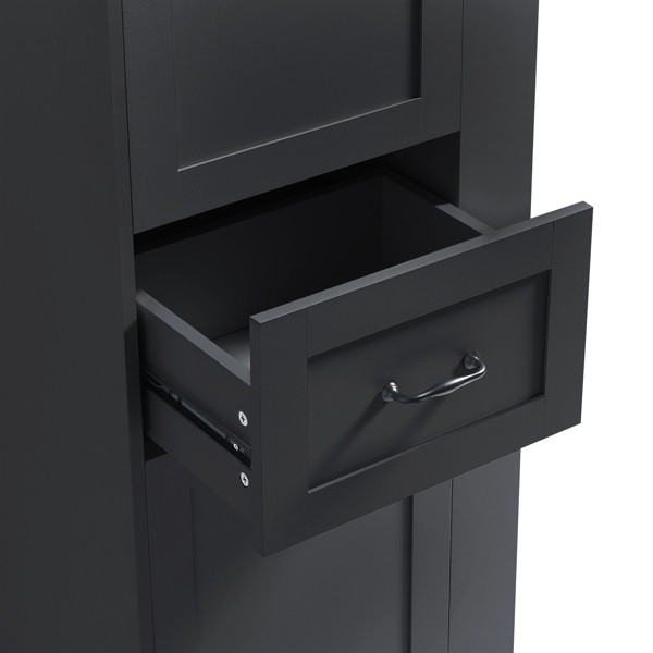 现代高款储物柜 – 翻盖式隔层，可调节搁板，承重80磅，缓闭式铰链，铝合金把手，是浴室和家居收纳的理想之选。-15