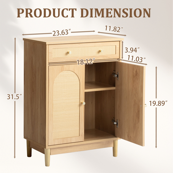 原木色   刨花板三胺贴面带藤面 60*30*80cm 1抽2门 浴室立柜-10
