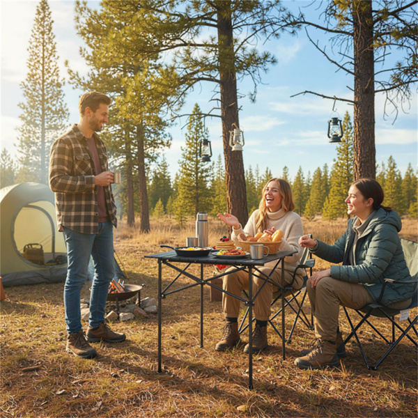 黑色28英寸可折叠铝顶露营桌，150磅容量便携式野餐桌，带手提包-3