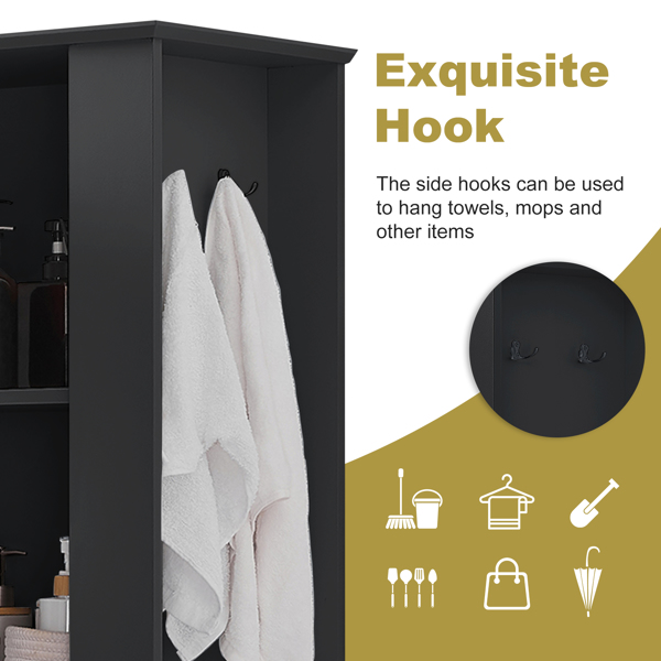 现代高款储物柜 – 翻盖式隔层，可调节搁板，承重80磅，缓闭式铰链，铝合金把手，是浴室和家居收纳的理想之选。-8