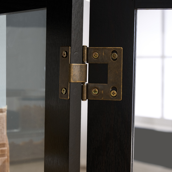 带钢化玻璃门的展示柜，内置照明，配有镜面背板和可调节搁板，非常适合家庭或办公室使用（含灯泡）- 黑色 不支持self-pick up且不支持指定仓库发货-16