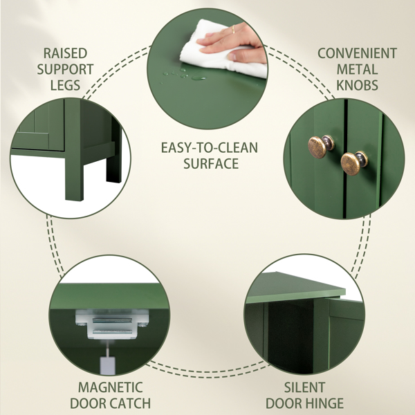 森林绿  密度板喷漆 竖纹 60*30*80cm 双门 浴室立柜-14