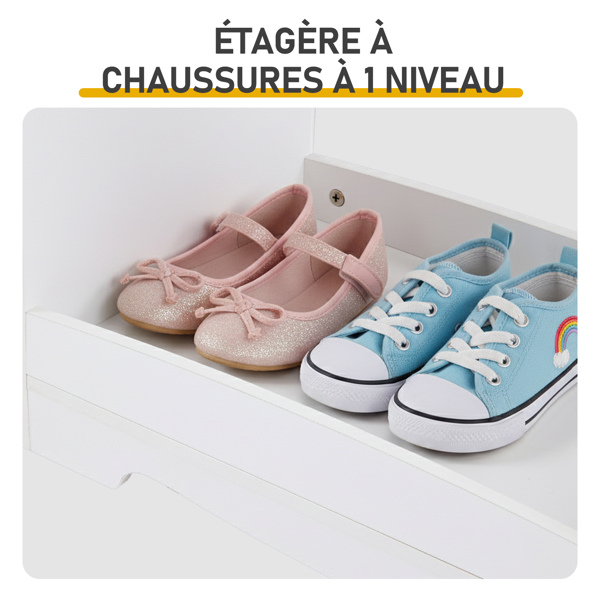 白色 密度板+刨花板 喷漆+贴面 3层架1挂衣杆 儿童衣柜 德国-4