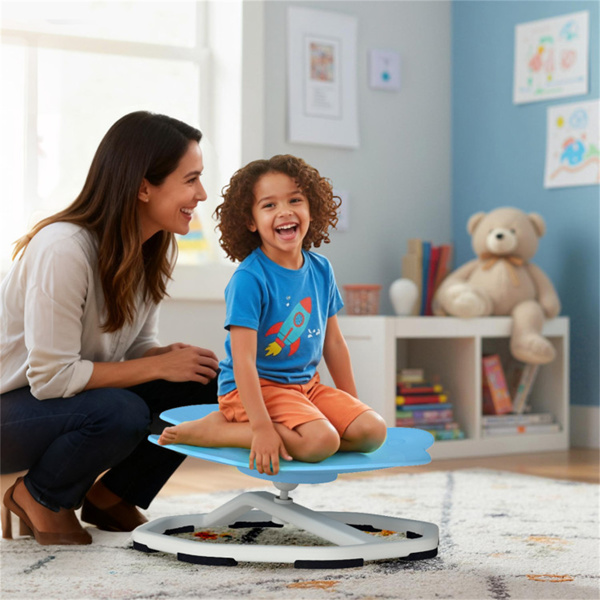 浅蓝色儿童感官旋转椅：360°旋转，220磅容量，行星设计，PP/金属，防滑垫，用于平衡和协调-6